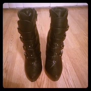 Black  ankle bootie with buckles